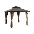 12 Ft. X 12 Ft. Aluminum Hardtop Gazebo with Double Galvanized Steel Roof, Netting and Curtains for Patio and Backyard