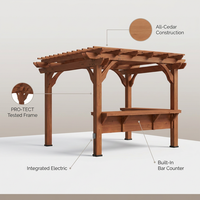 Ashland 10 Ft. X 14 Ft. All Cedar Wood Outdoor Pergola Shade Structure with Bar and Electric — infographic