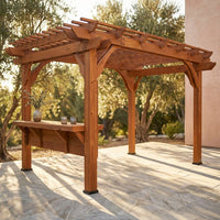 Ashland 10 Ft. X 14 Ft. All Cedar Wood Outdoor Pergola Shade Structure with Bar and Electric — Studio Shot