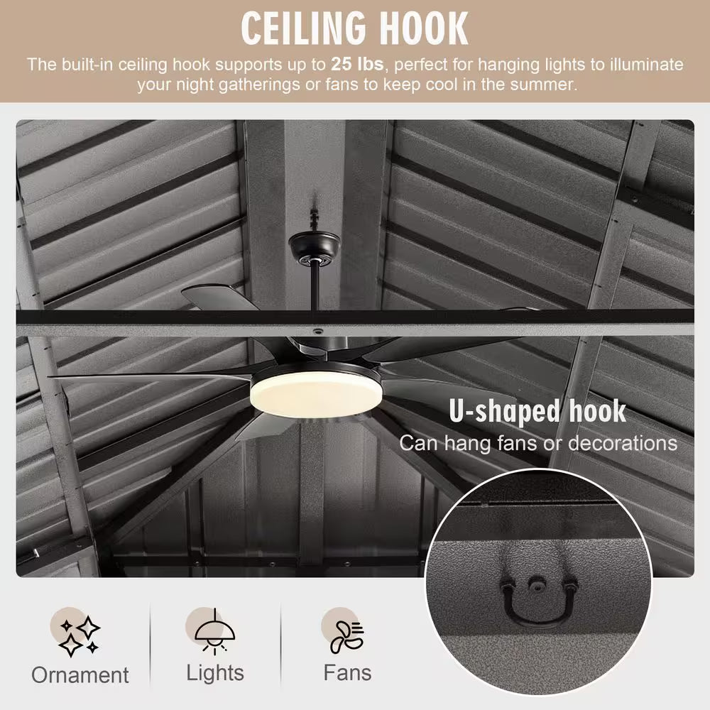 12 Ft. X 12 Ft. Aluminum Hardtop Gazebo with Double Galvanized Steel Roof, Netting and Curtains for Patio and Backyard