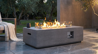 50000 BTU Coating Steel Propane Fire Pit Table in Gray Rectangular Modern Outdoor Gas Fire Table with Tank Holder — Lifestyle