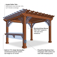 Ashland 10 Ft. X 14 Ft. All Cedar Wood Outdoor Pergola Shade Structure with Bar and Electric — How It Works