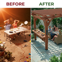 Ashland 10 Ft. X 14 Ft. All Cedar Wood Outdoor Pergola Shade Structure with Bar and Electric — Before & After