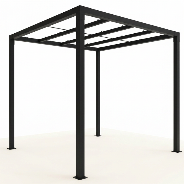 8 Ft. X 8 Ft. Matte Black Aluminum Pergola — Studio Shot