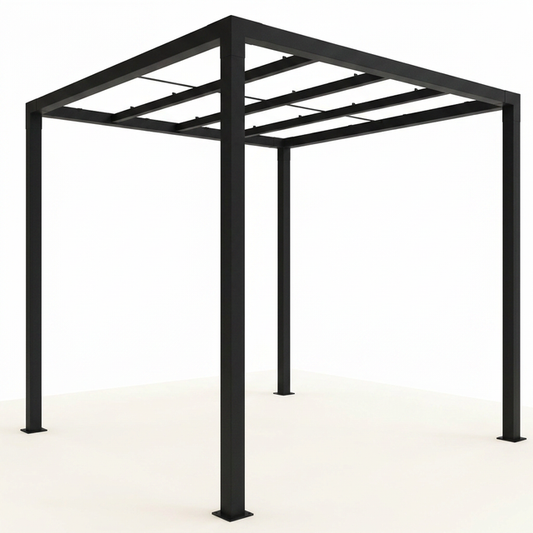 8 Ft. X 8 Ft. Matte Black Aluminum Pergola — Studio Shot