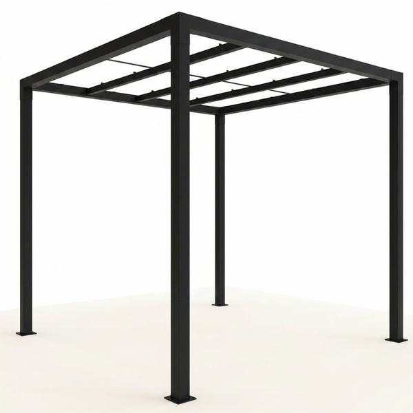 8 Ft. X 8 Ft. Matte Black Aluminum Pergola — Studio Shot