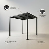 8 Ft. X 8 Ft. Matte Black Aluminum Pergola — infographic