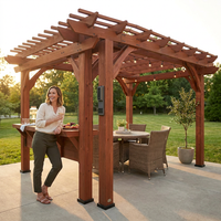 Ashland 10 Ft. X 14 Ft. All Cedar Wood Outdoor Pergola Shade Structure with Bar and Electric — Lifestyle