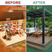 8 Ft. X 8 Ft. Matte Black Aluminum Pergola — Before & After