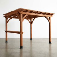 Ashland 10 Ft. X 14 Ft. All Cedar Wood Outdoor Pergola Shade Structure with Bar and Electric — Studio Shot