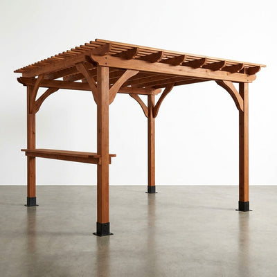 Outdoor Pergola Designed for All-Weather Entertainment, Cedar Construction, Built-In Bar, Electric Outlets