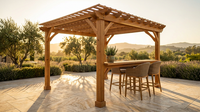 Ashland 10 Ft. X 14 Ft. All Cedar Wood Outdoor Pergola Shade Structure with Bar and Electric — Lifestyle